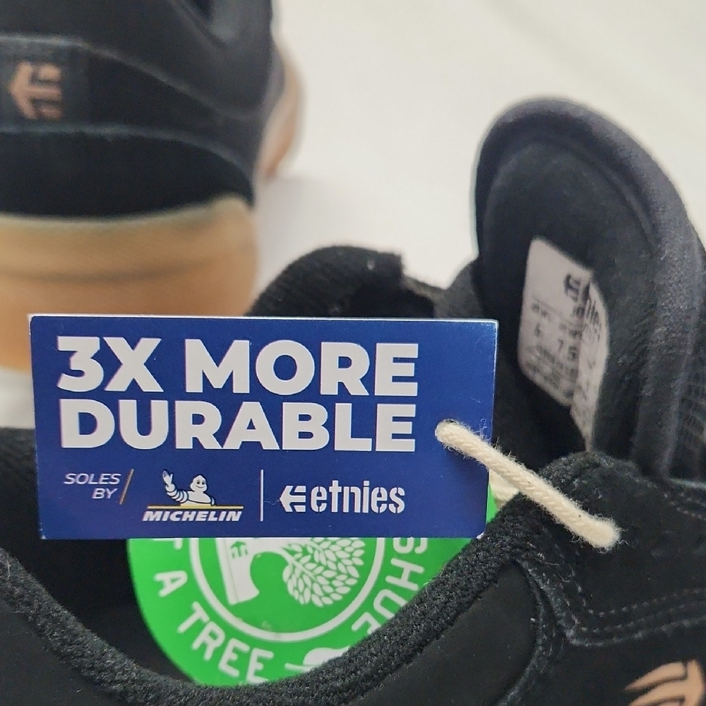 Etnies Skateboard Shoes Joslin Vulc Black Suede Size 6 - Picture 4 of 11